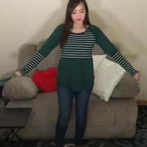 green long sleeve striped top